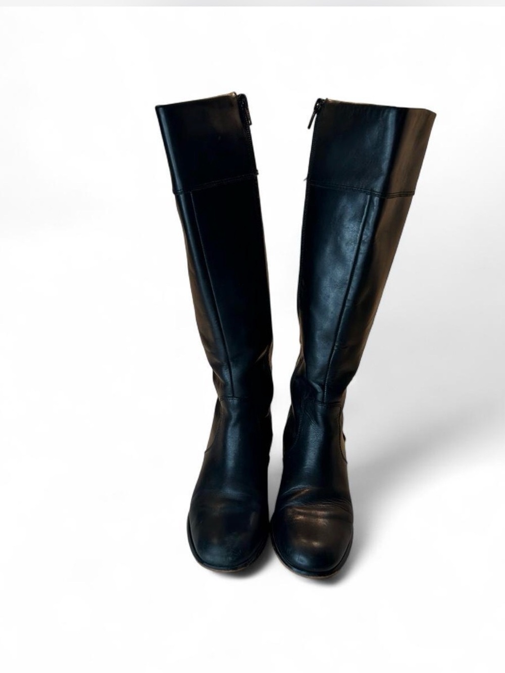 Women's Knee-High Leather Riding Boots - Black